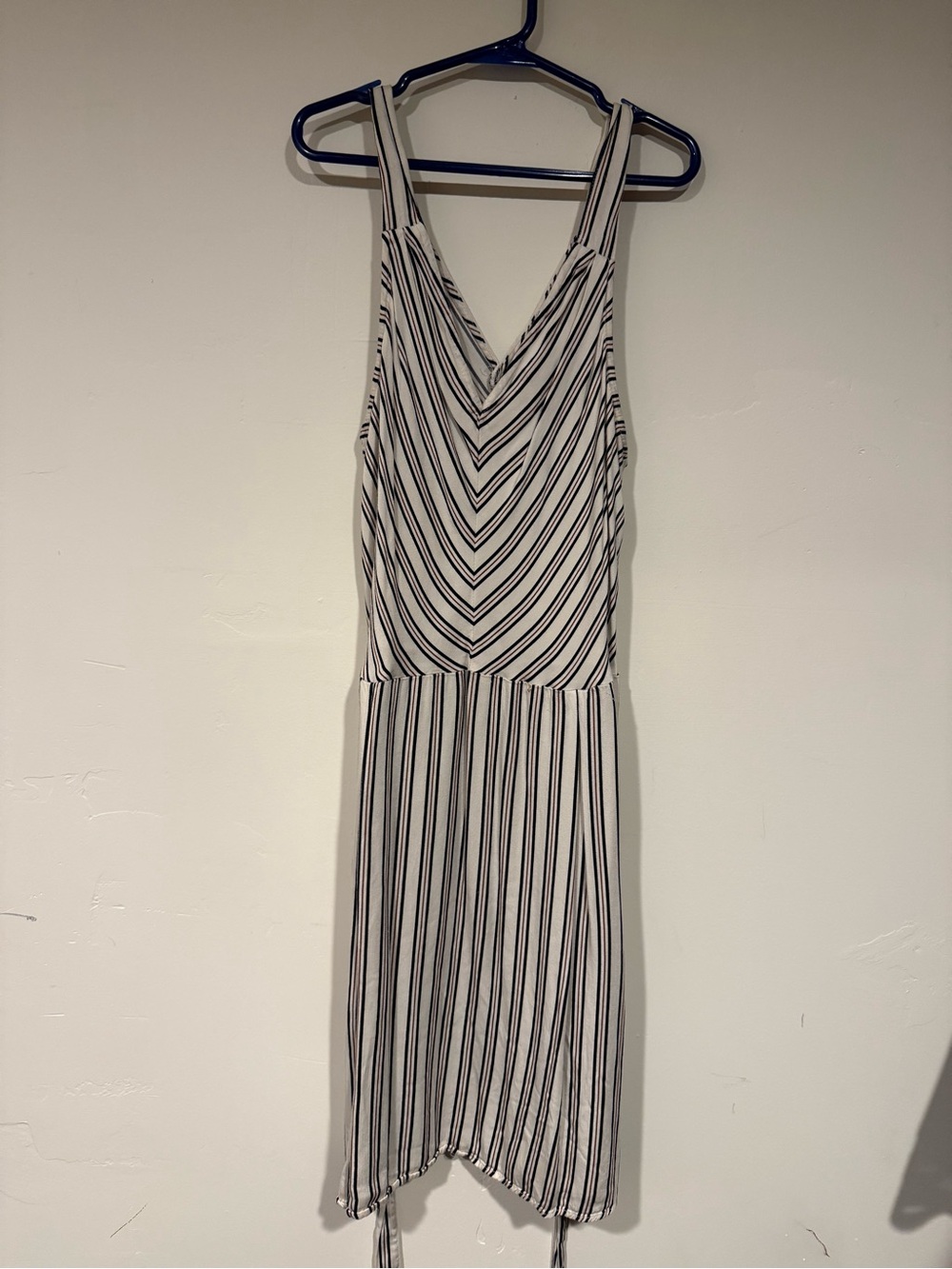 a new day Striped V-Neck Midi Dress - White and Black